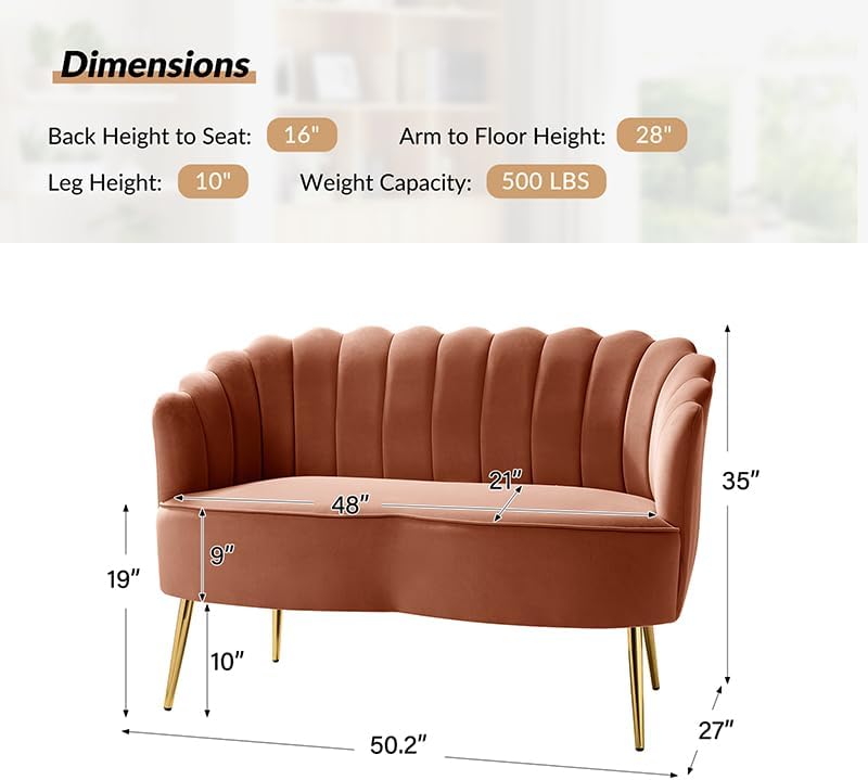 Coral Velvet Two Seater Sofa