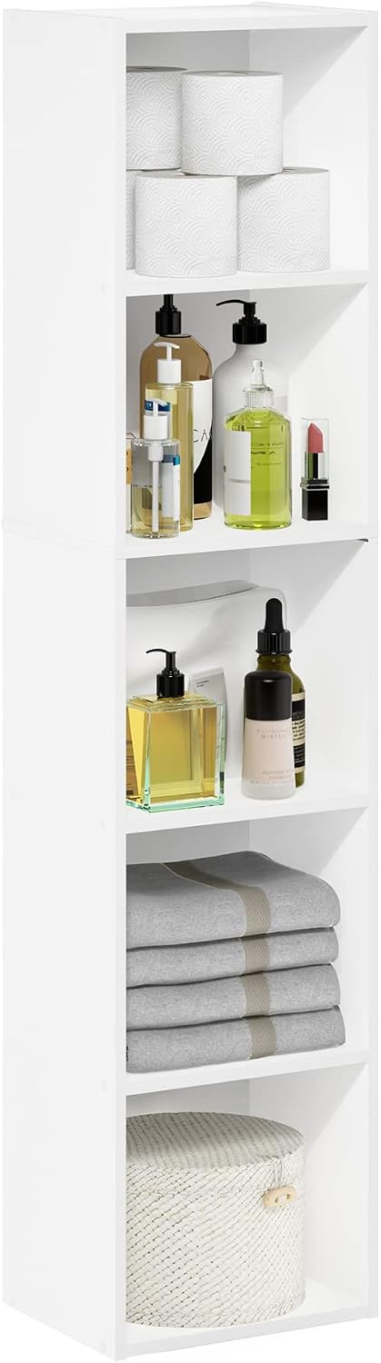 White 5-Tier Modern Bookshelf