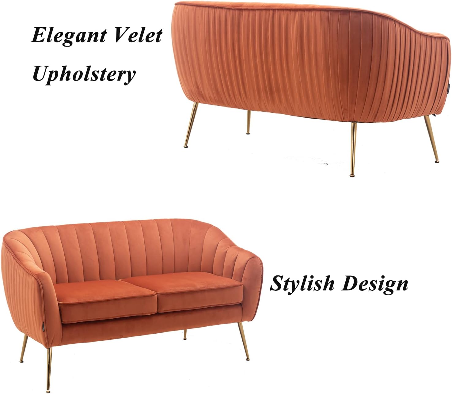 Caramel Velvet Tub Two Seater Sofa