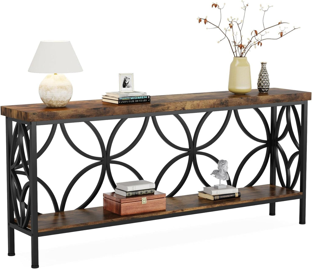 Long Industrial Storage Console Table