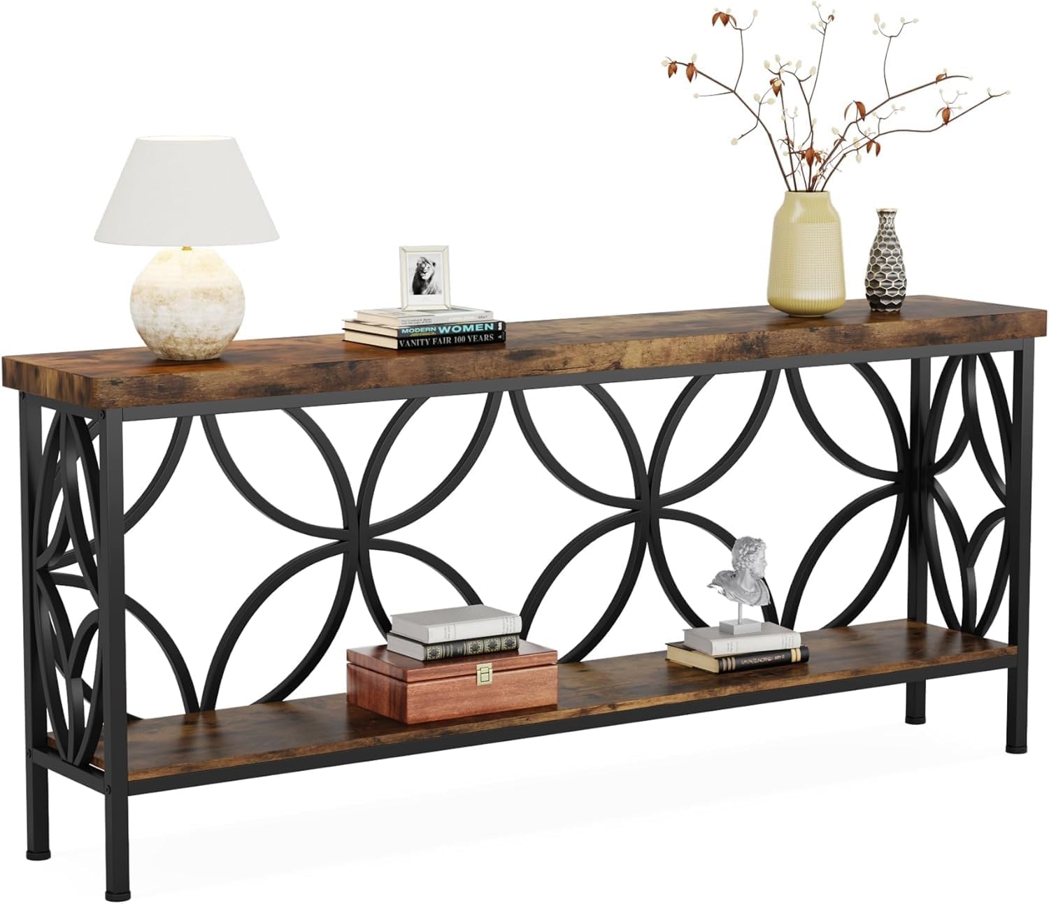 Long Industrial Storage Console Table