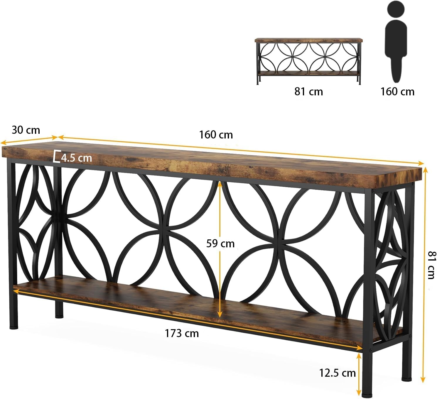 Long Industrial Storage Console Table