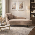 Camel Velvet Curved Chaise Lounge