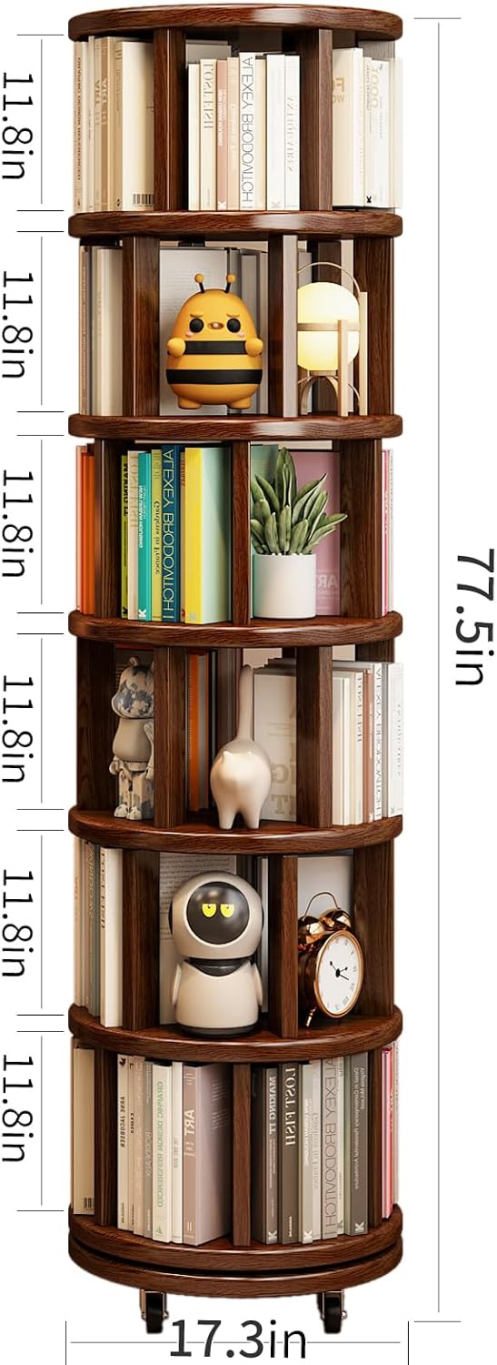 Walnut Wooden Rotating Bookcase