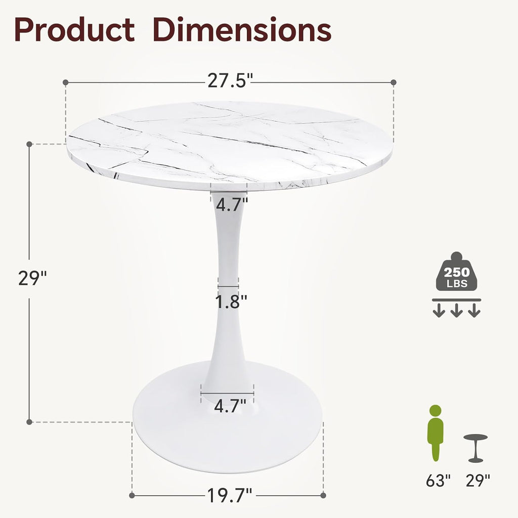 White Marble Tulip Round Dining Table