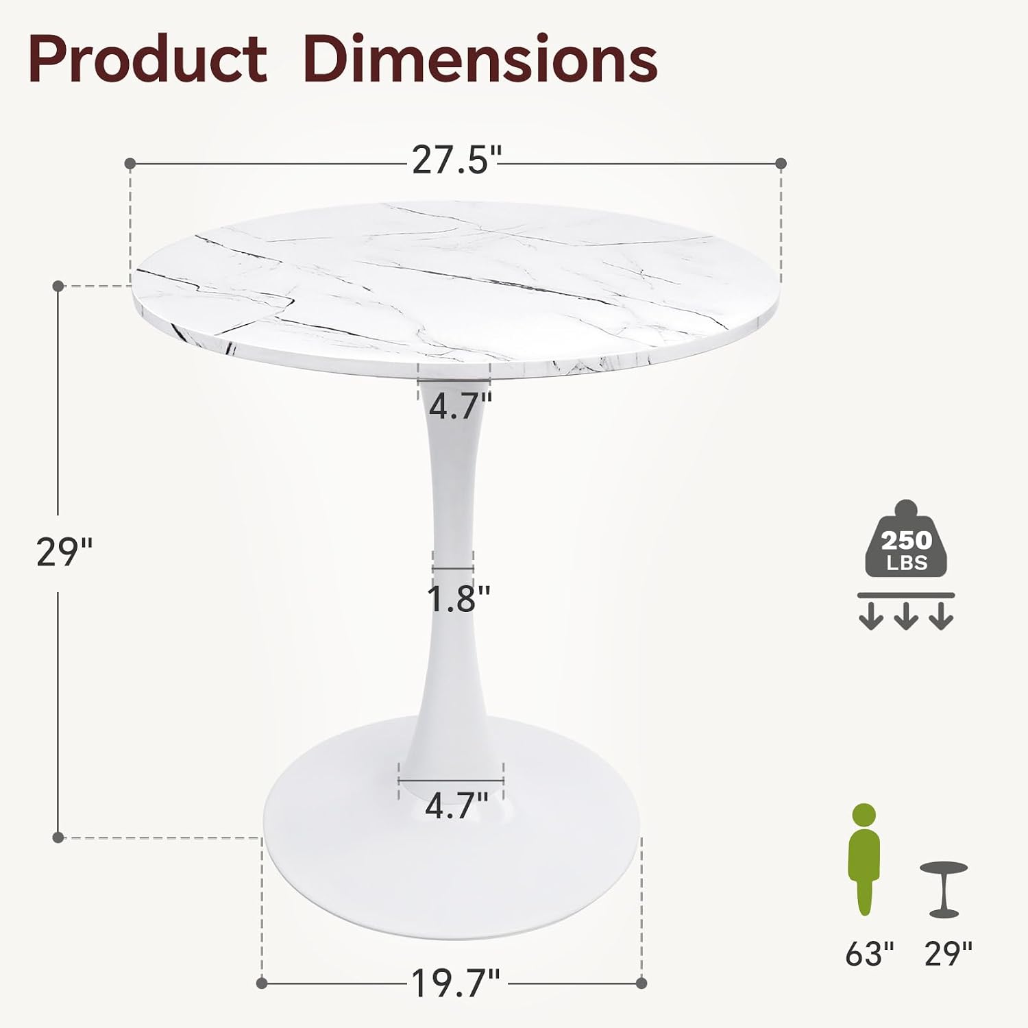 White Marble Tulip Round Dining Table