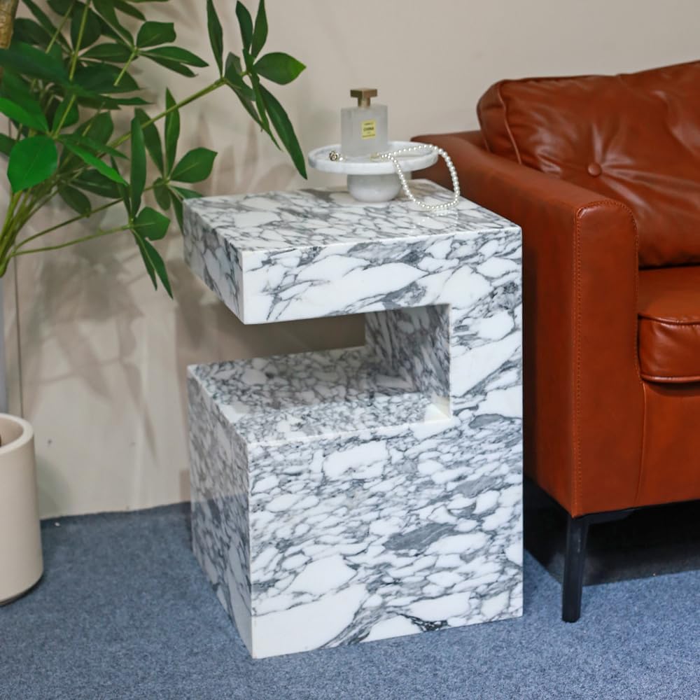 Luxury Marble C Shaped Side Table