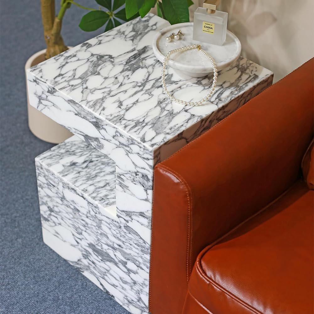 Luxury Marble C Shaped Side Table