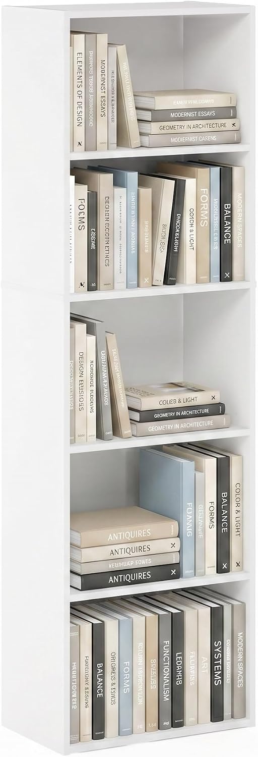 White 5-Tier Modern Bookshelf