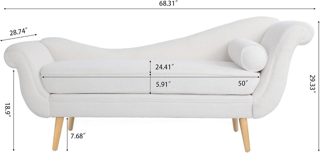 White Velvet Chaise Lounge Chair