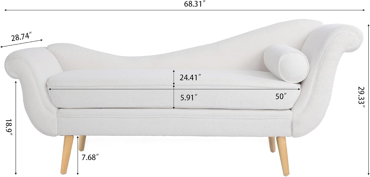 White Velvet Chaise Lounge Chair