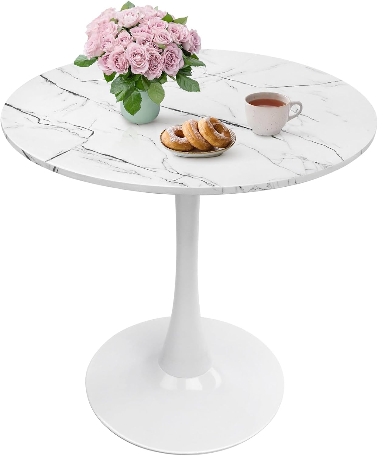 White Marble Tulip Round Dining Table