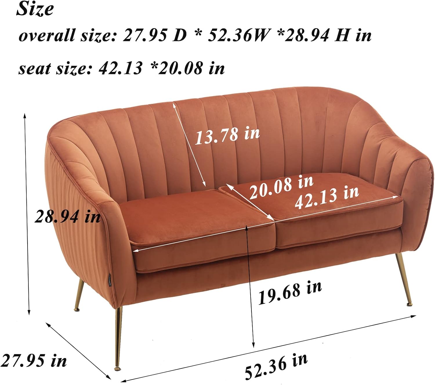 Caramel Velvet Tub Two Seater Sofa