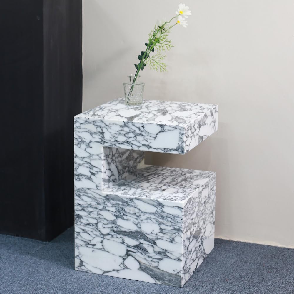 Luxury Marble C Shaped Side Table