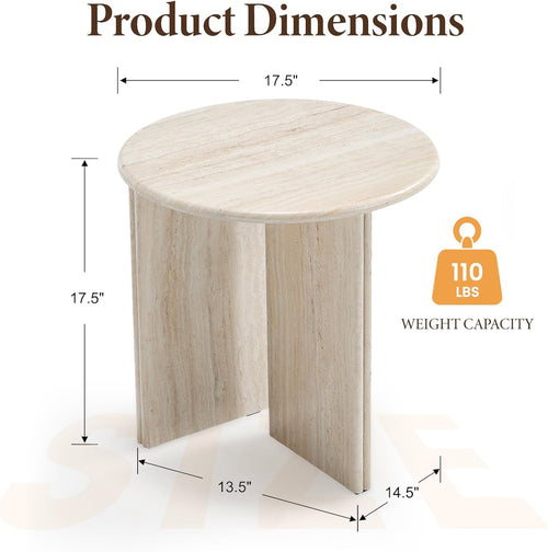 Beige Marble Round Side Table