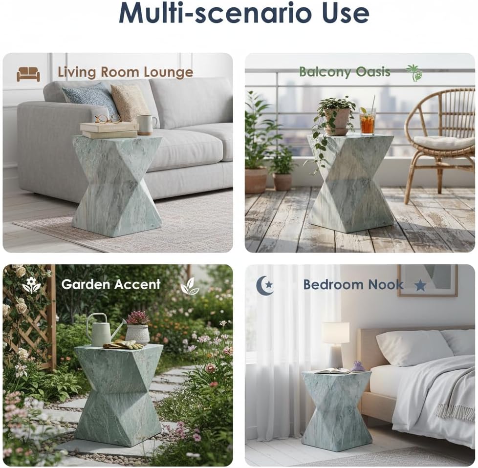 Green Marble Hourglass Side Table