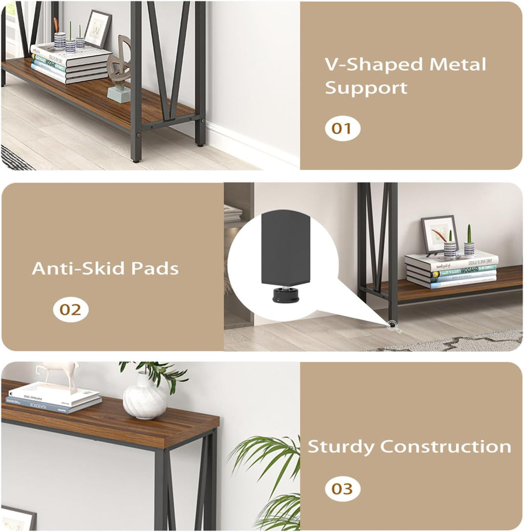 Rustic Walnut Narrow Console Table