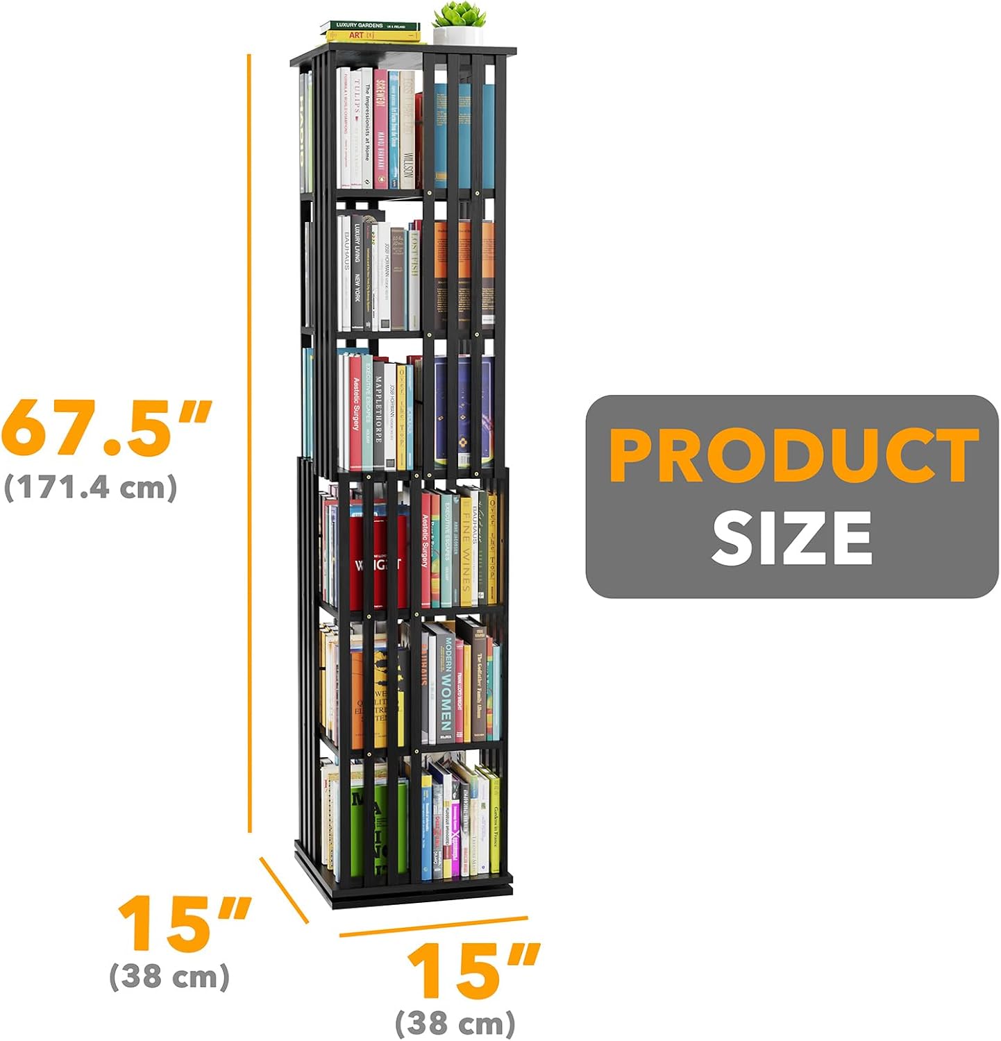Black Bamboo Rotating Bookcase