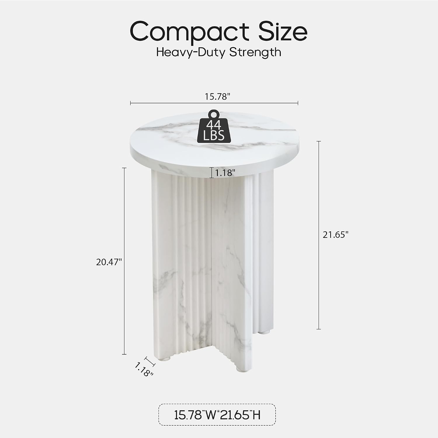 White Fluted Marble Round Side Table