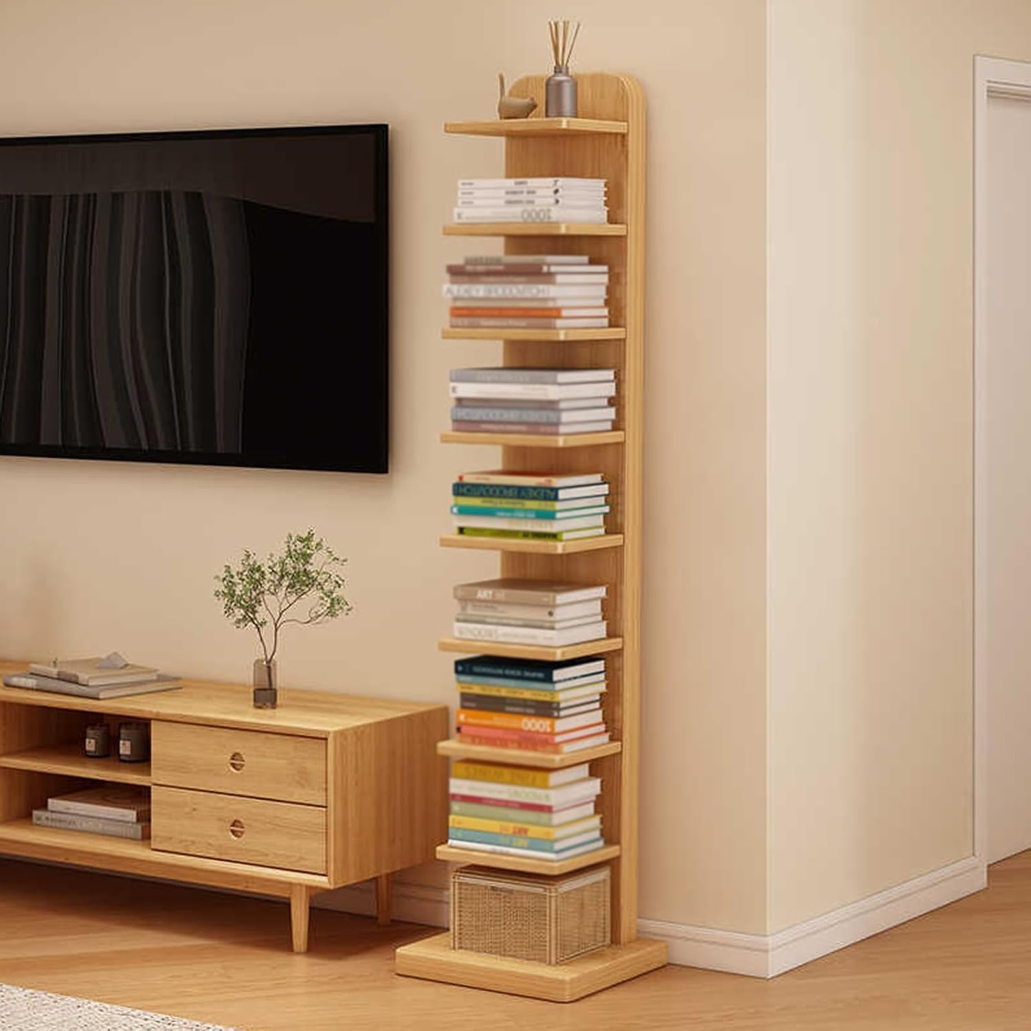 Dark Brown Tall Spine Book Tower