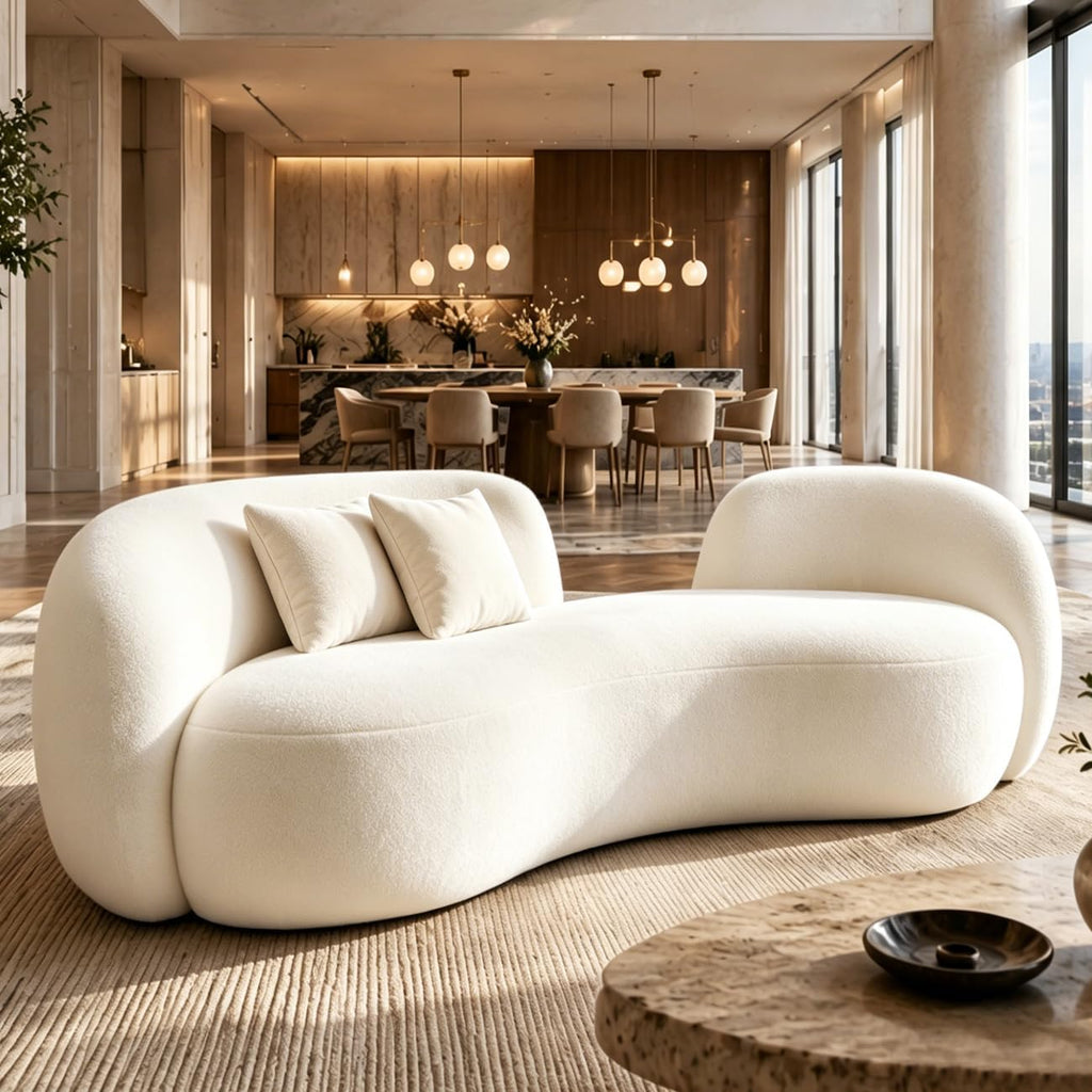 Beige Modern Curved Living Sofa