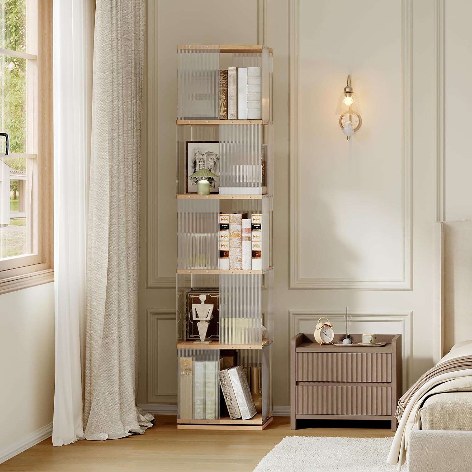 Natural Acrylic Rotating Bookcase