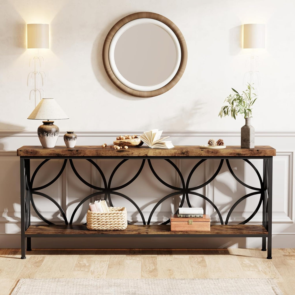 Long Industrial Storage Console Table