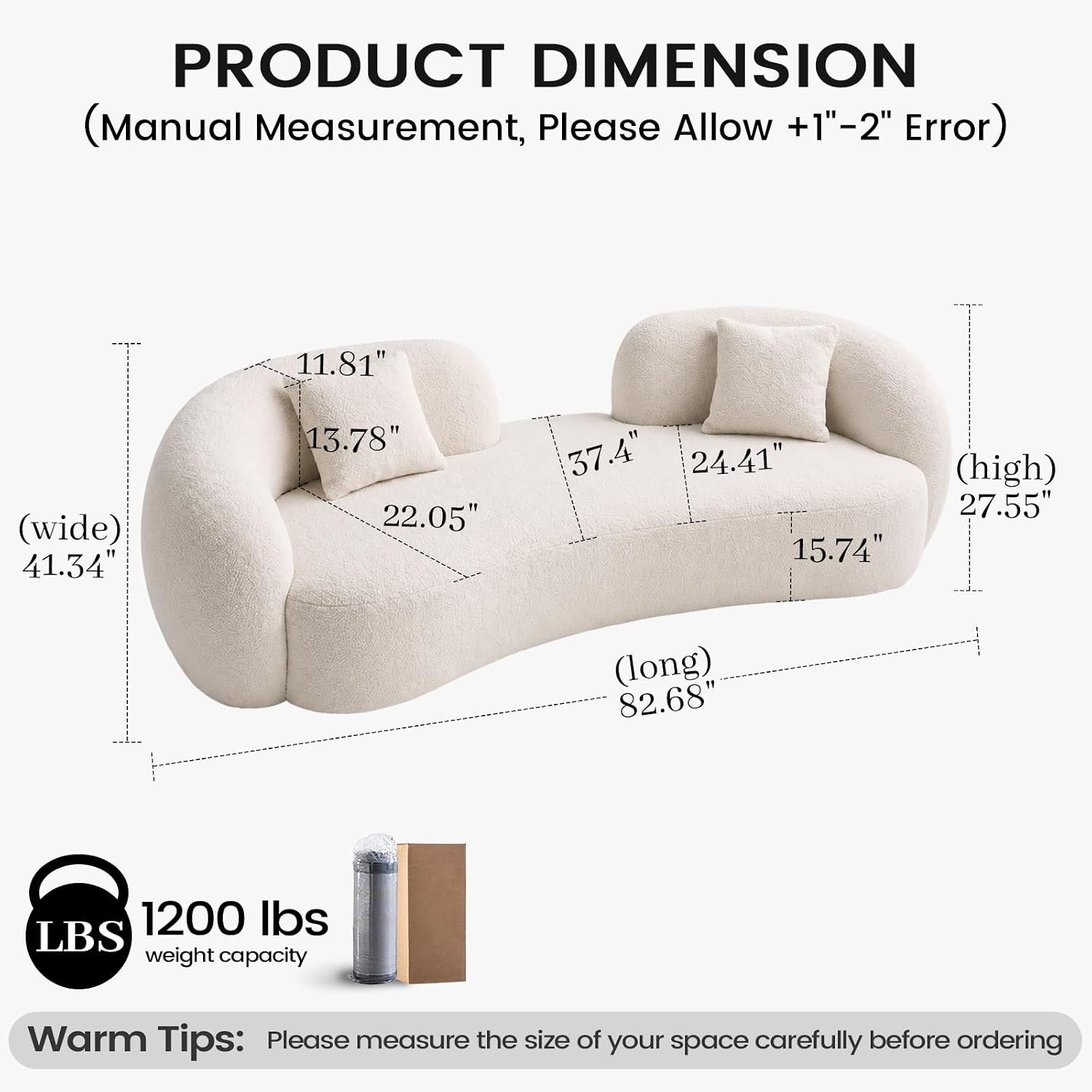 Beige Modern Curved Living Sofa