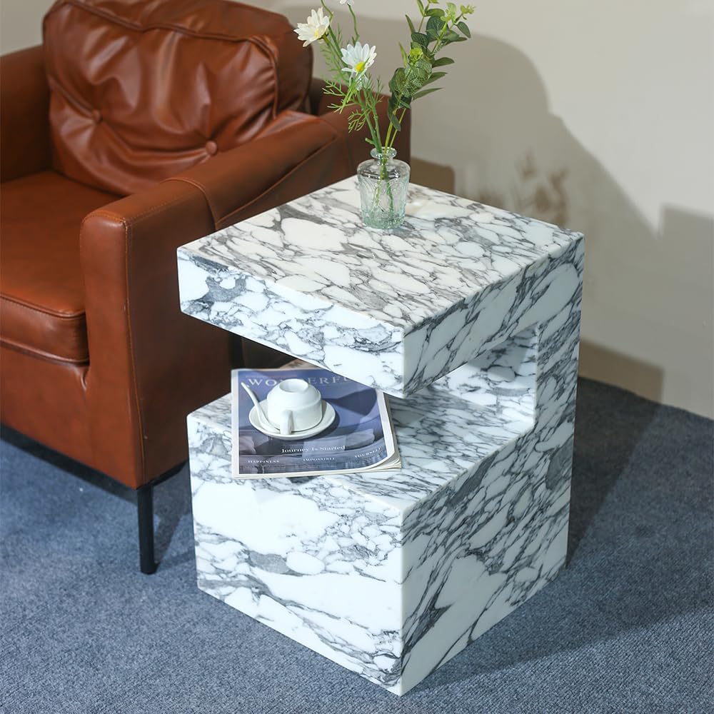 Luxury Marble C Shaped Side Table