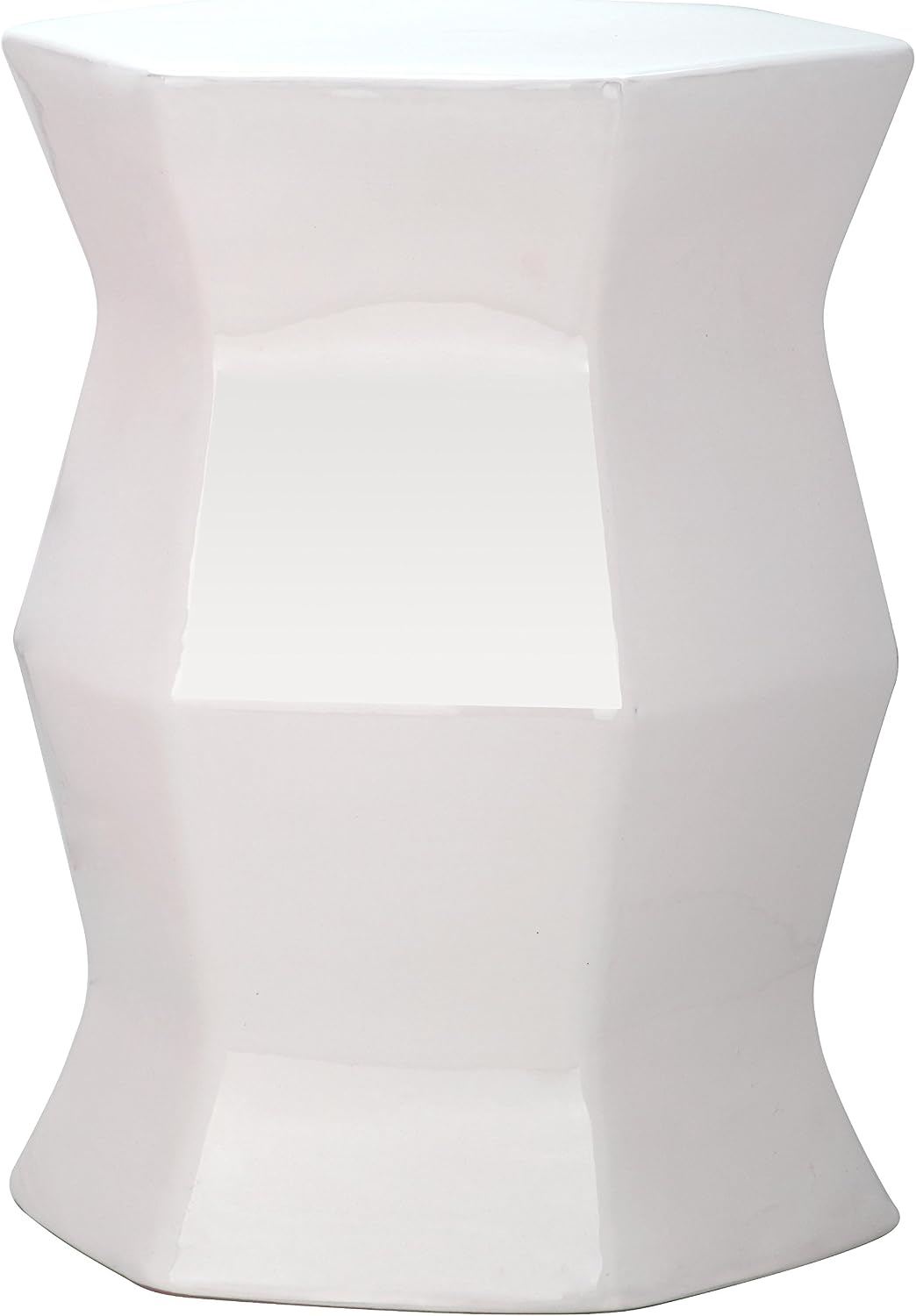White Hexagon Ceramic Garden Stool