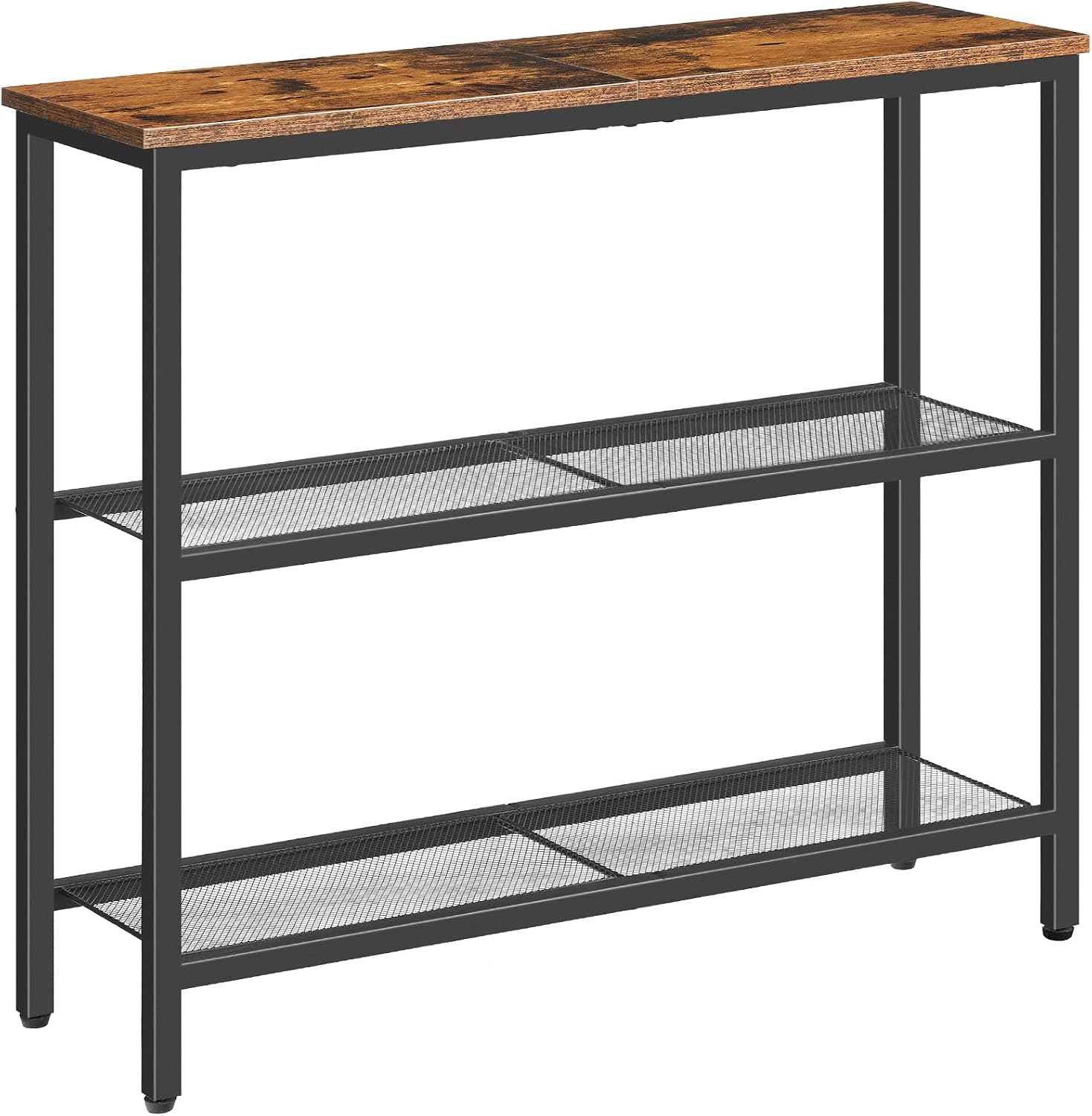 Brown Black Three-Tier Console Table