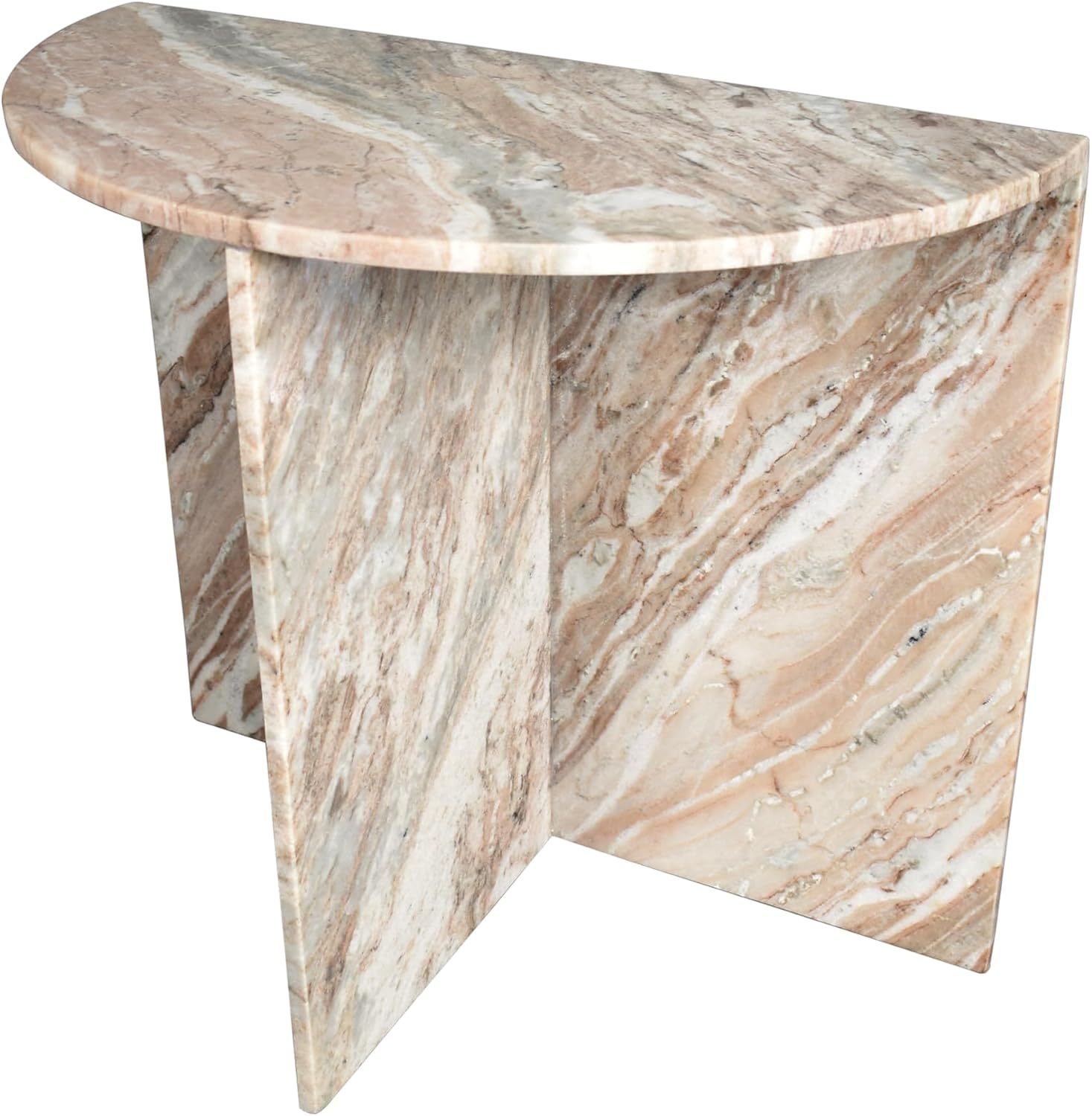Beige Pink Half Moon Marble Table