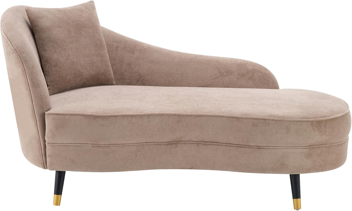 Camel Velvet Curved Chaise Lounge