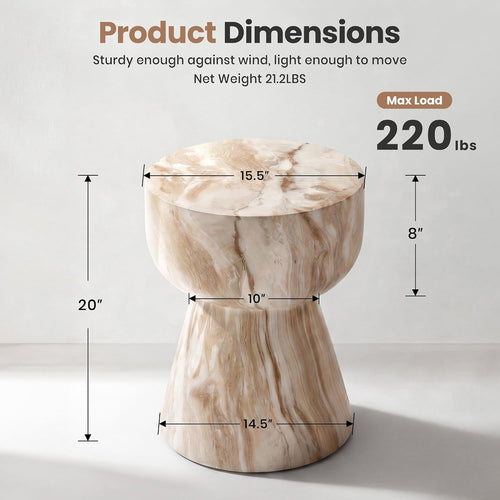 Amber Marble Hourglass Side Table