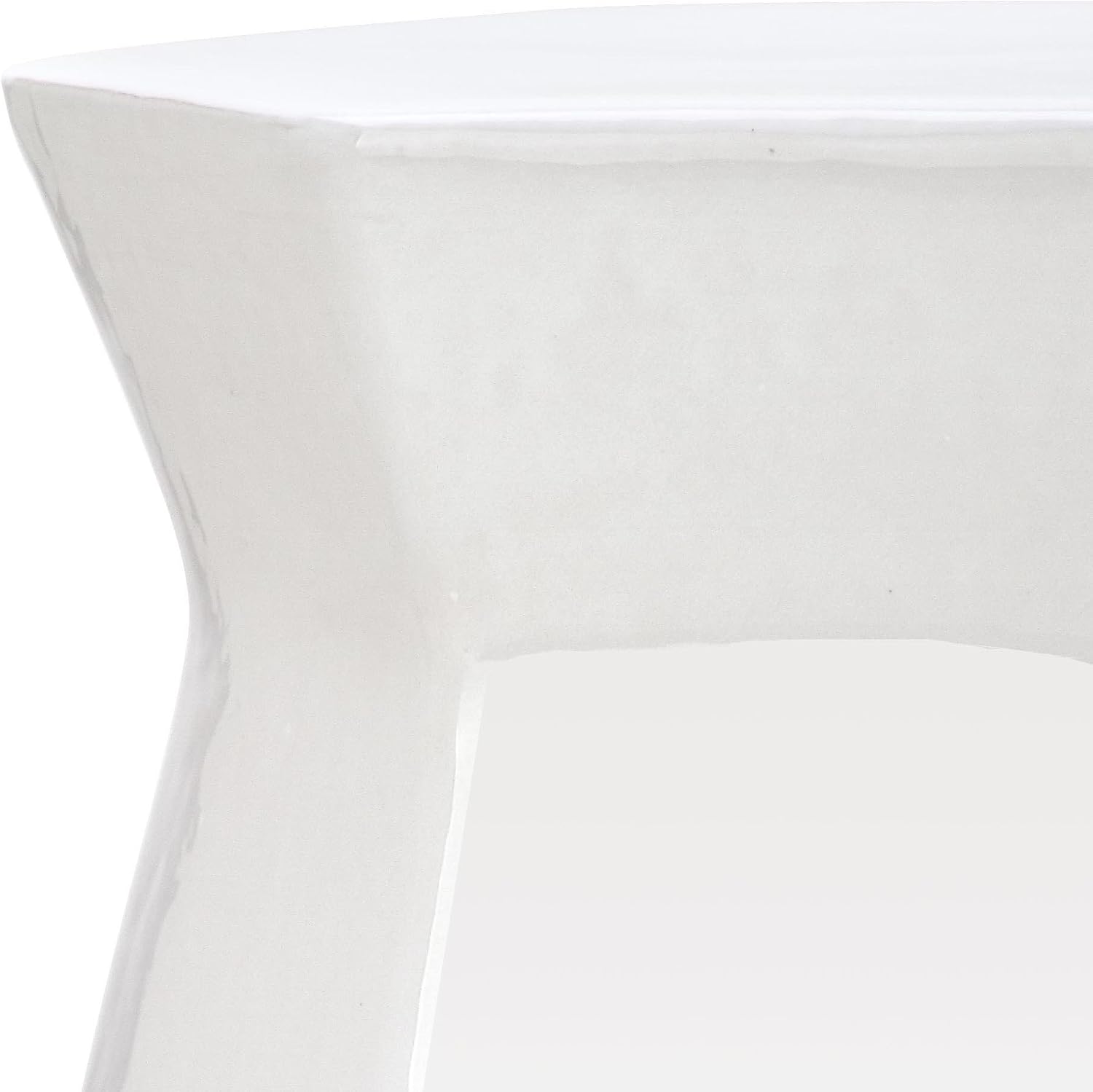White Hexagon Ceramic Garden Stool