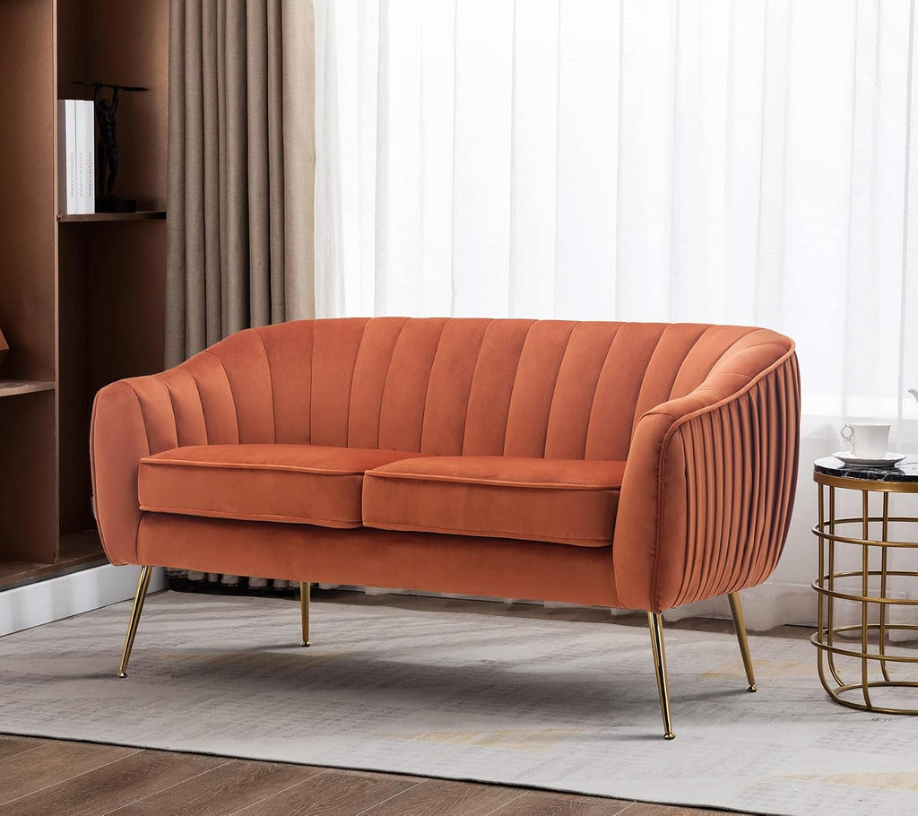 Caramel Velvet Tub Two Seater Sofa