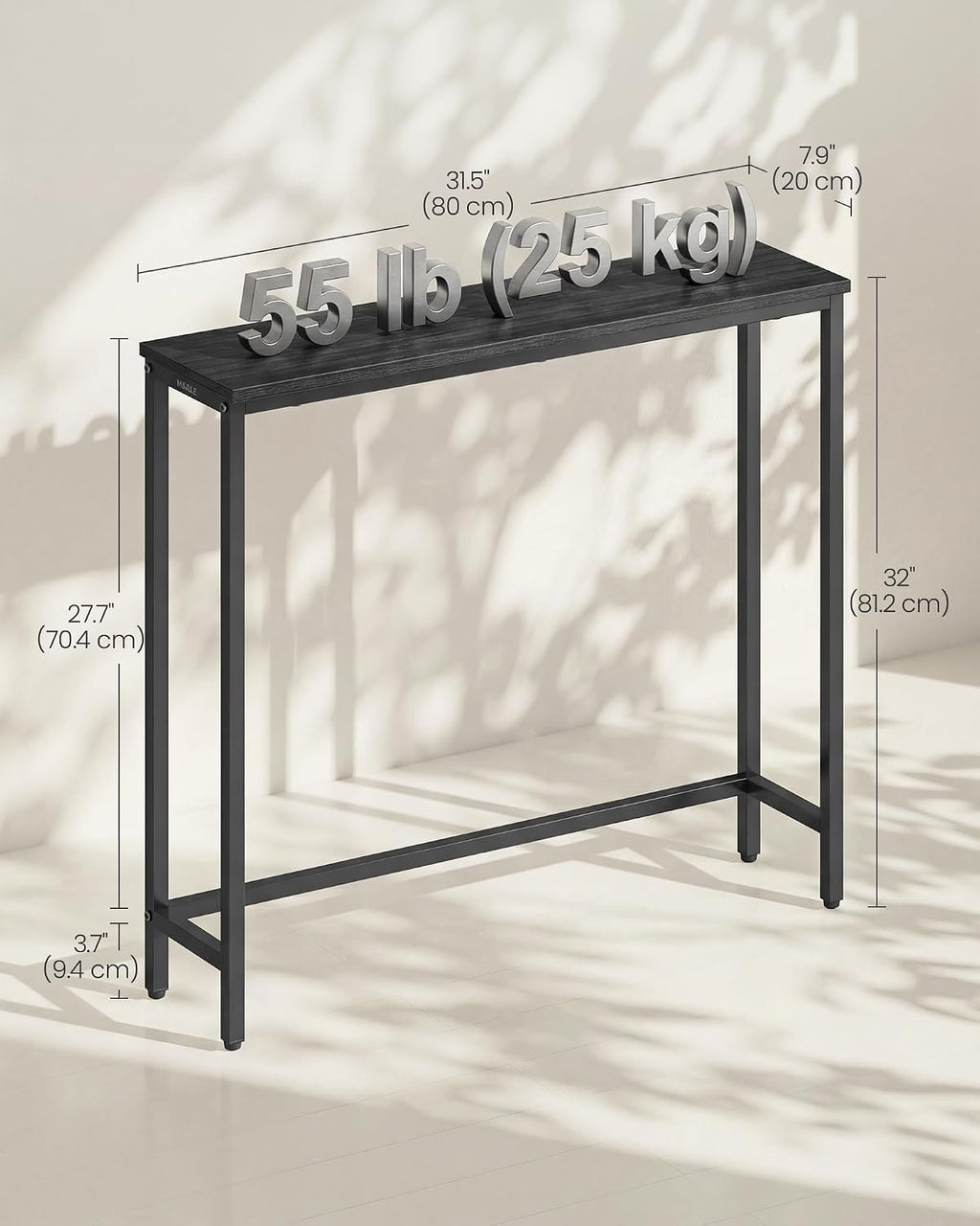 Gray Black Single Tier Console Table