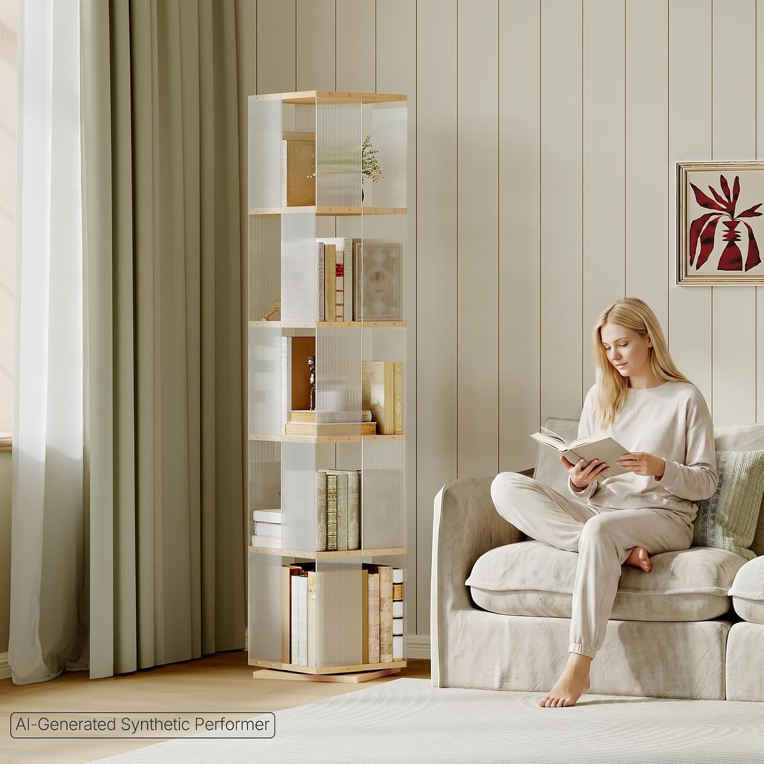 Natural Acrylic Rotating Bookcase