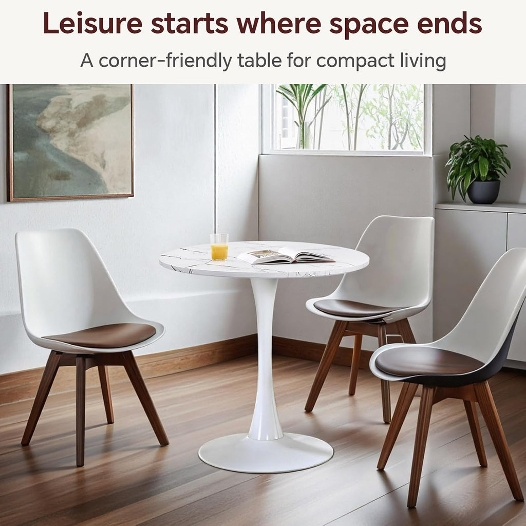 White Marble Tulip Round Dining Table