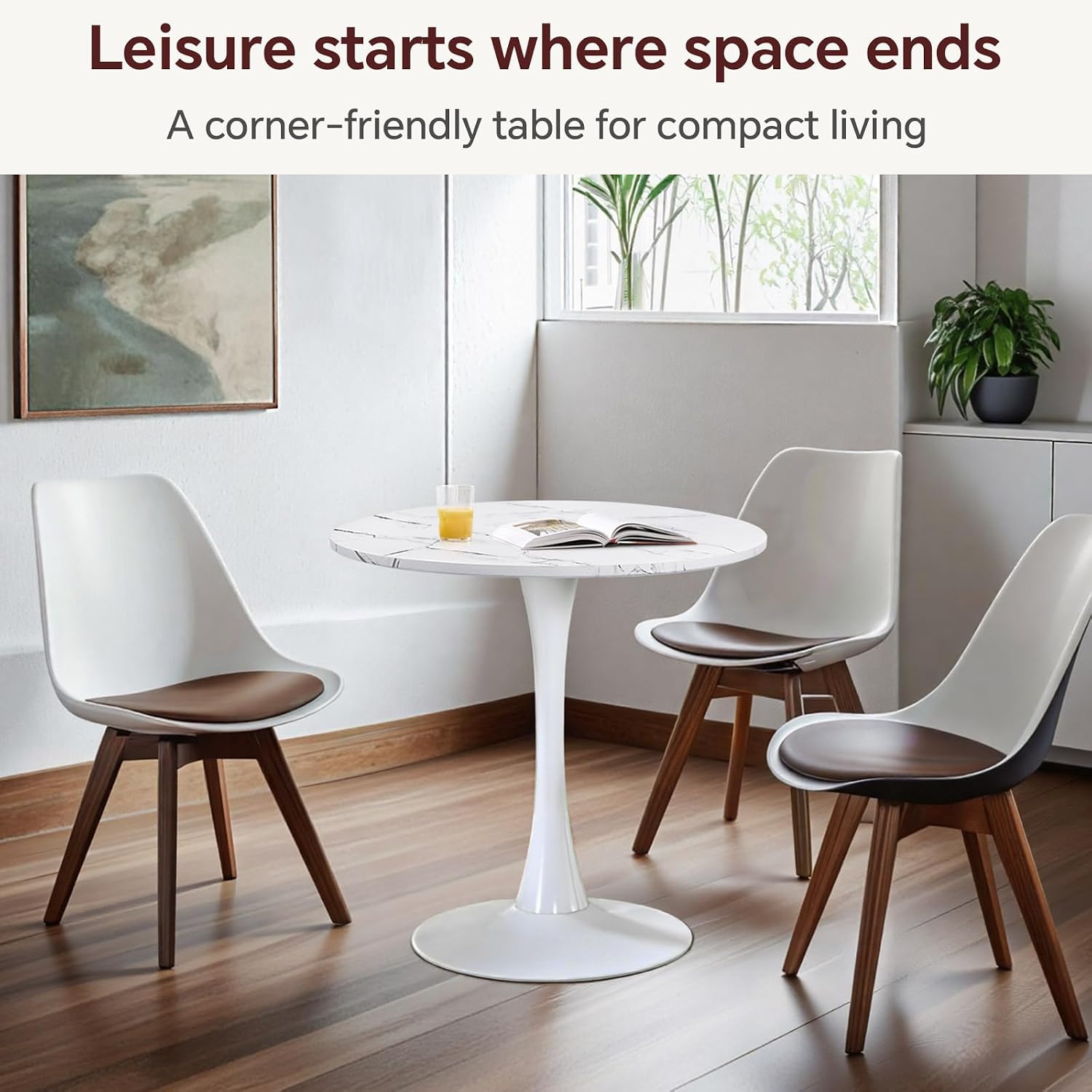 White Marble Tulip Round Dining Table