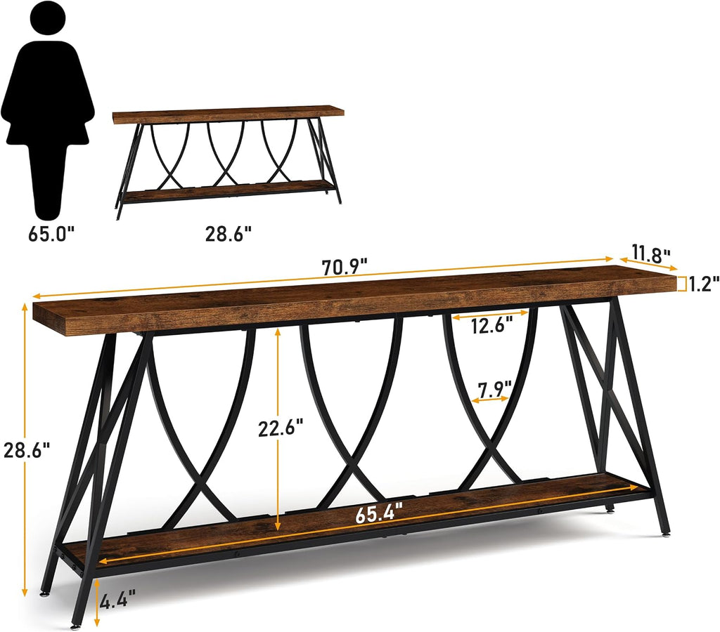 Rustic Brown Narrow Console Table