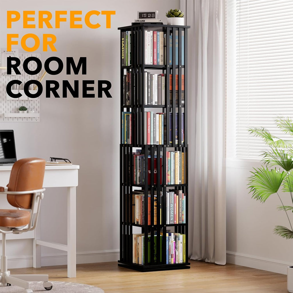 Black Bamboo Rotating Bookcase