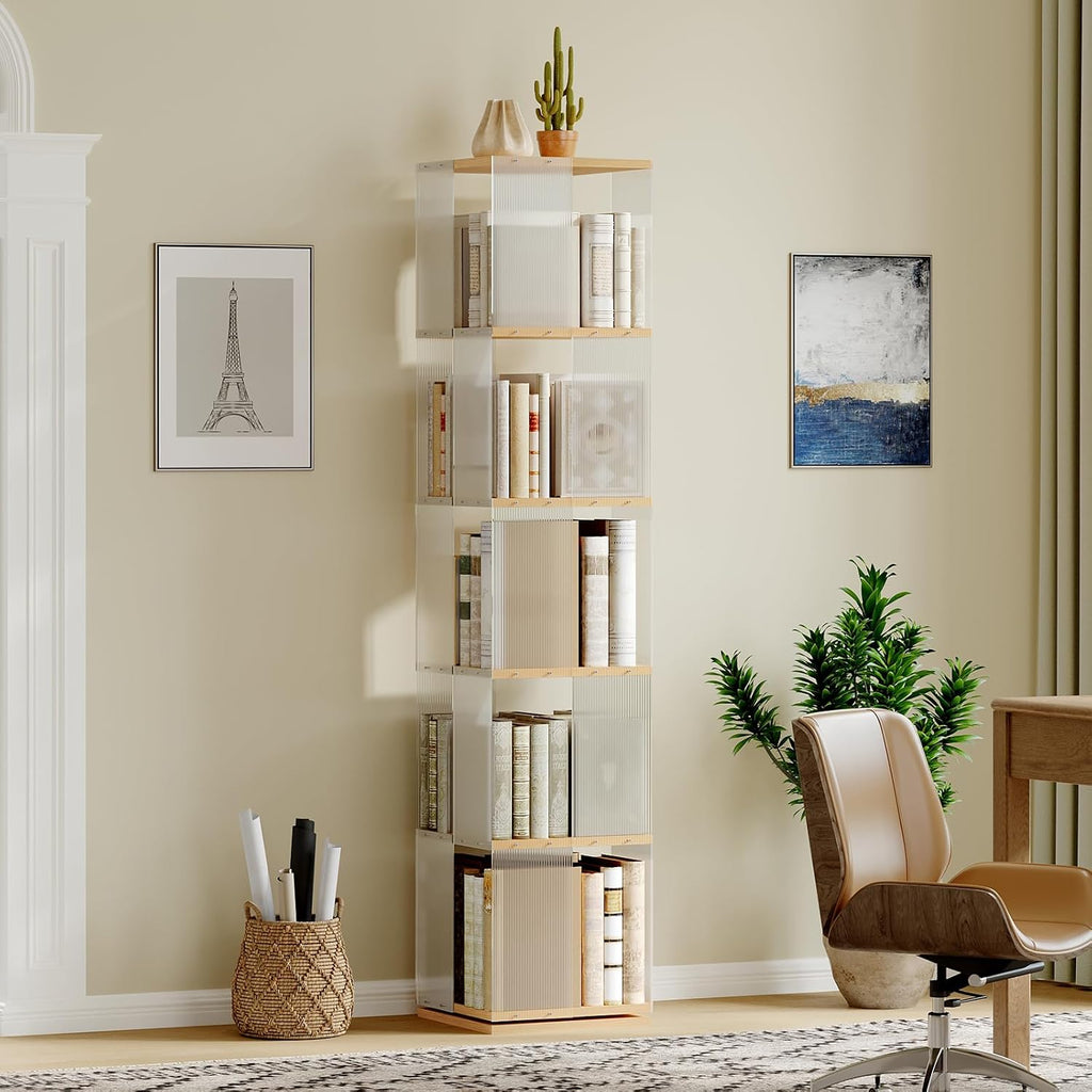 Natural Acrylic Rotating Bookcase