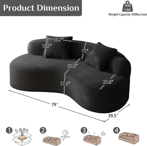 Black Chenille Curved Sofa