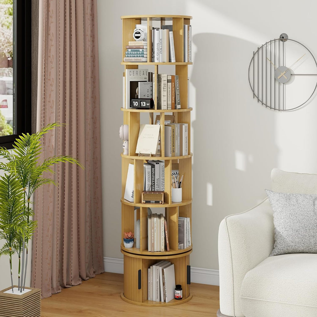 Natural Farmhouse Rotating Bookcase
