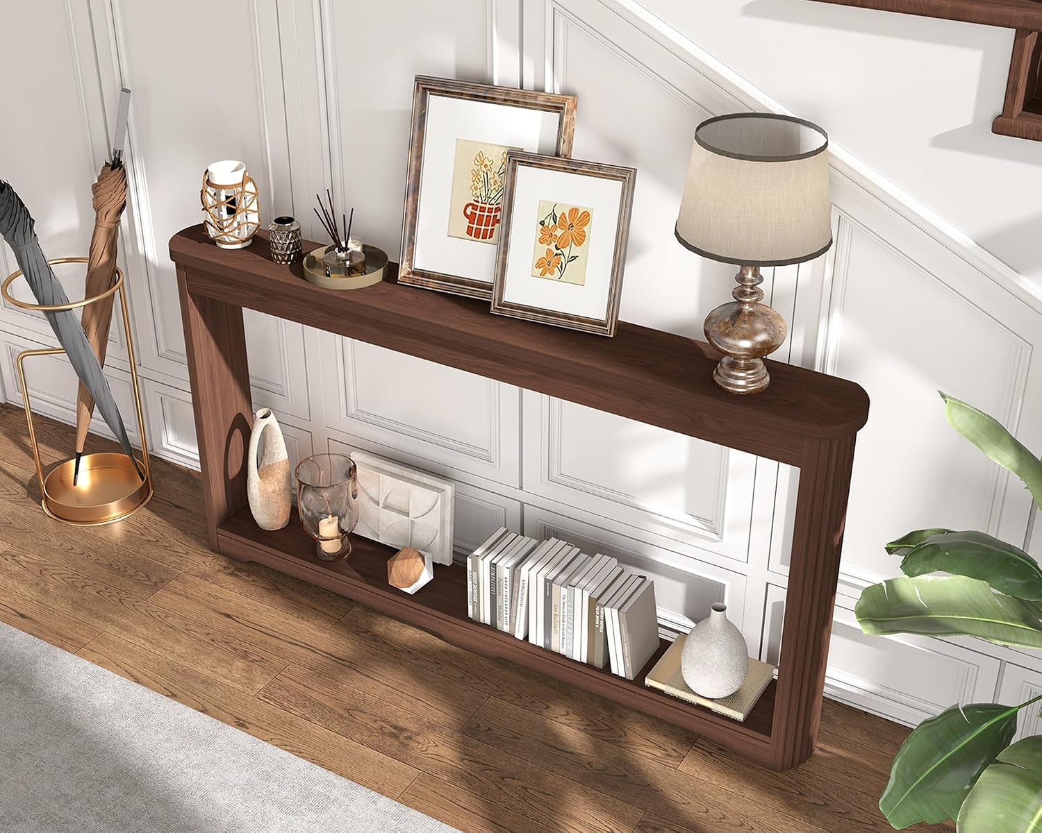 Walnut Deep Storage Console Table