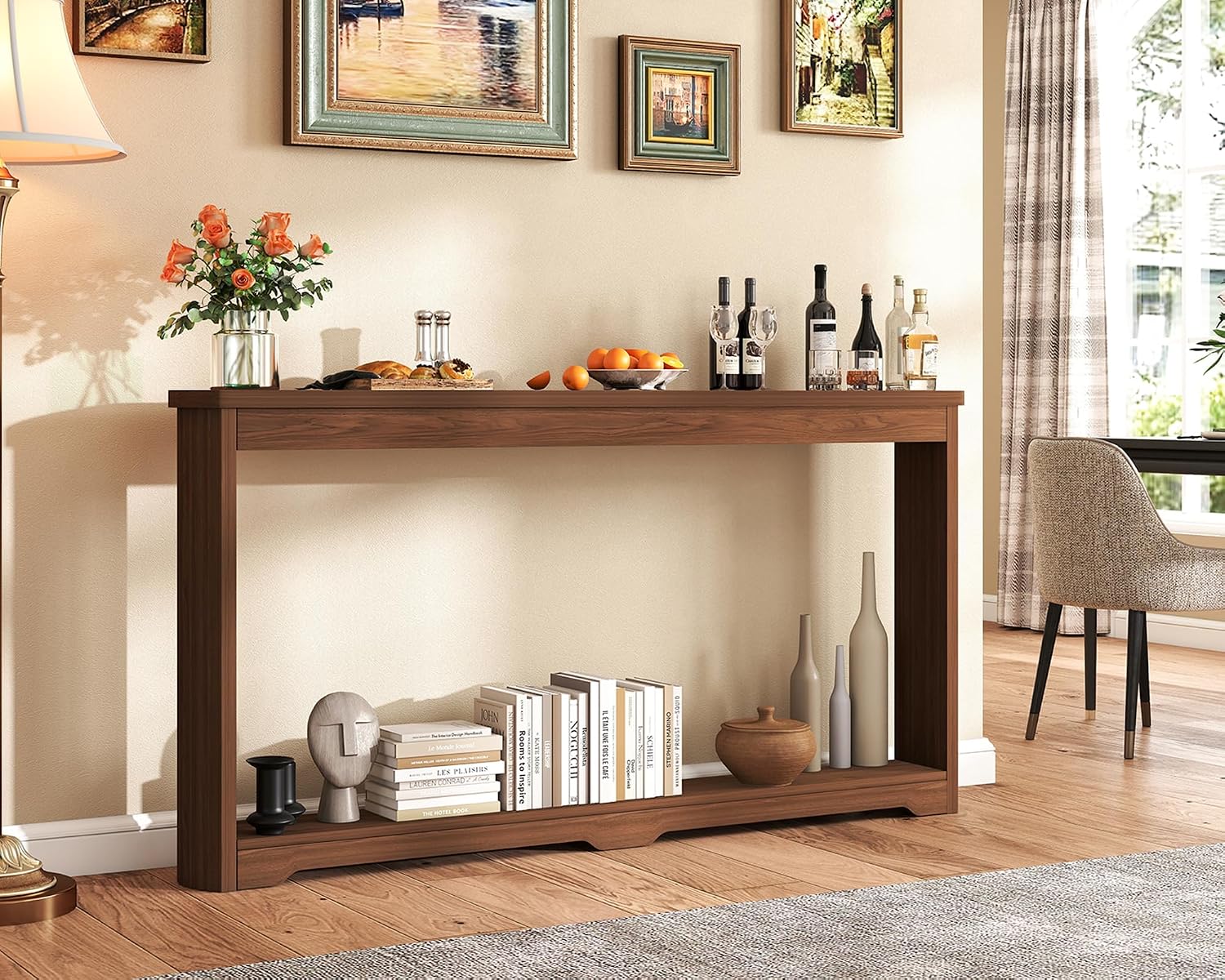 Walnut Deep Storage Console Table