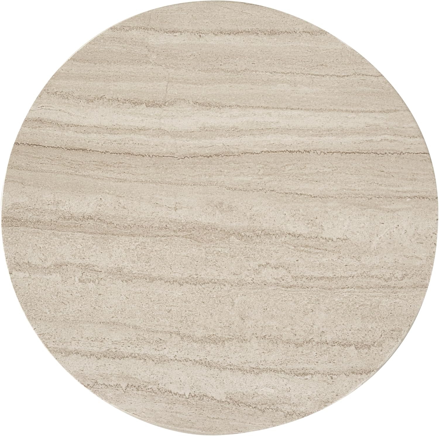 Beige Stone Round Drum Side Table