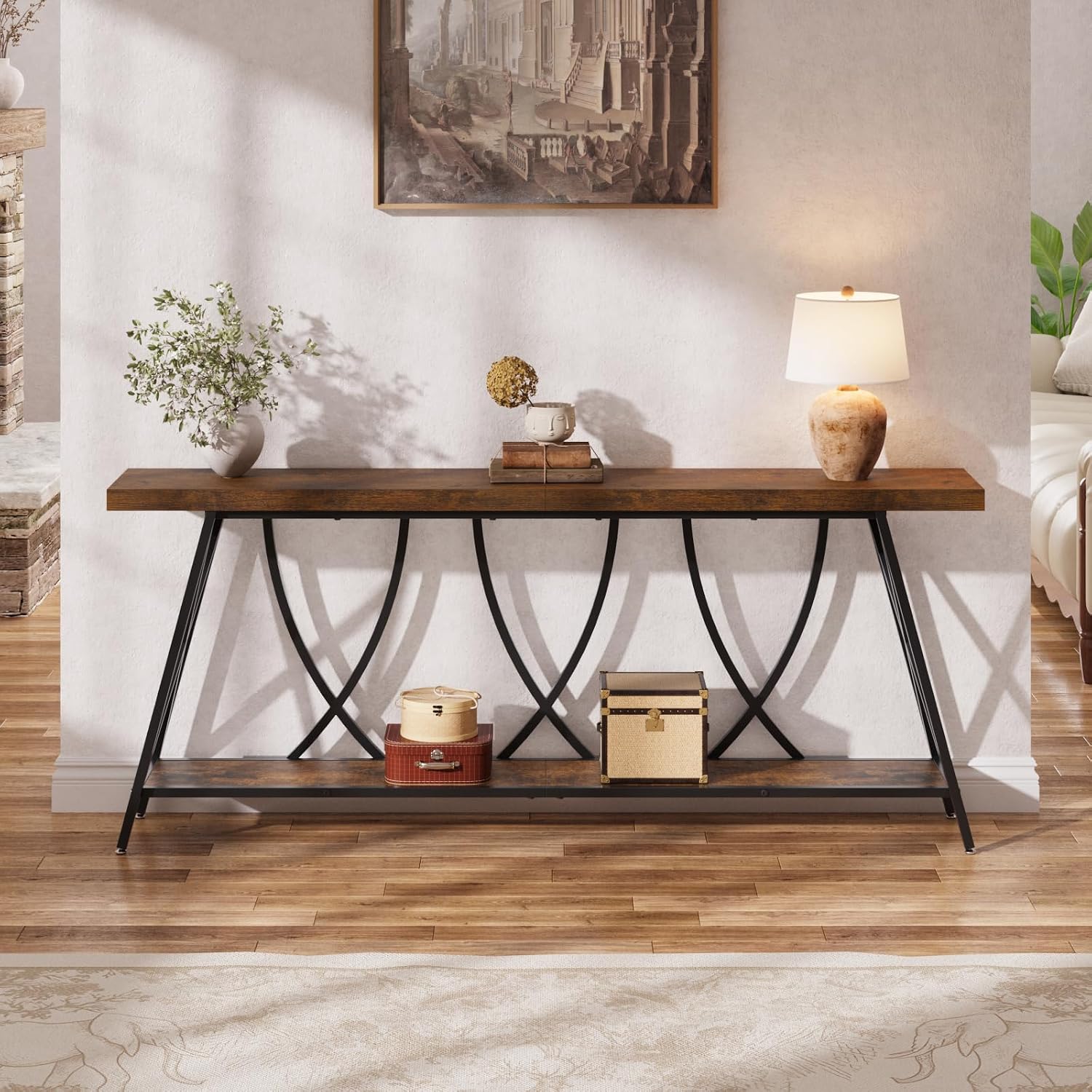 Rustic Brown Narrow Console Table