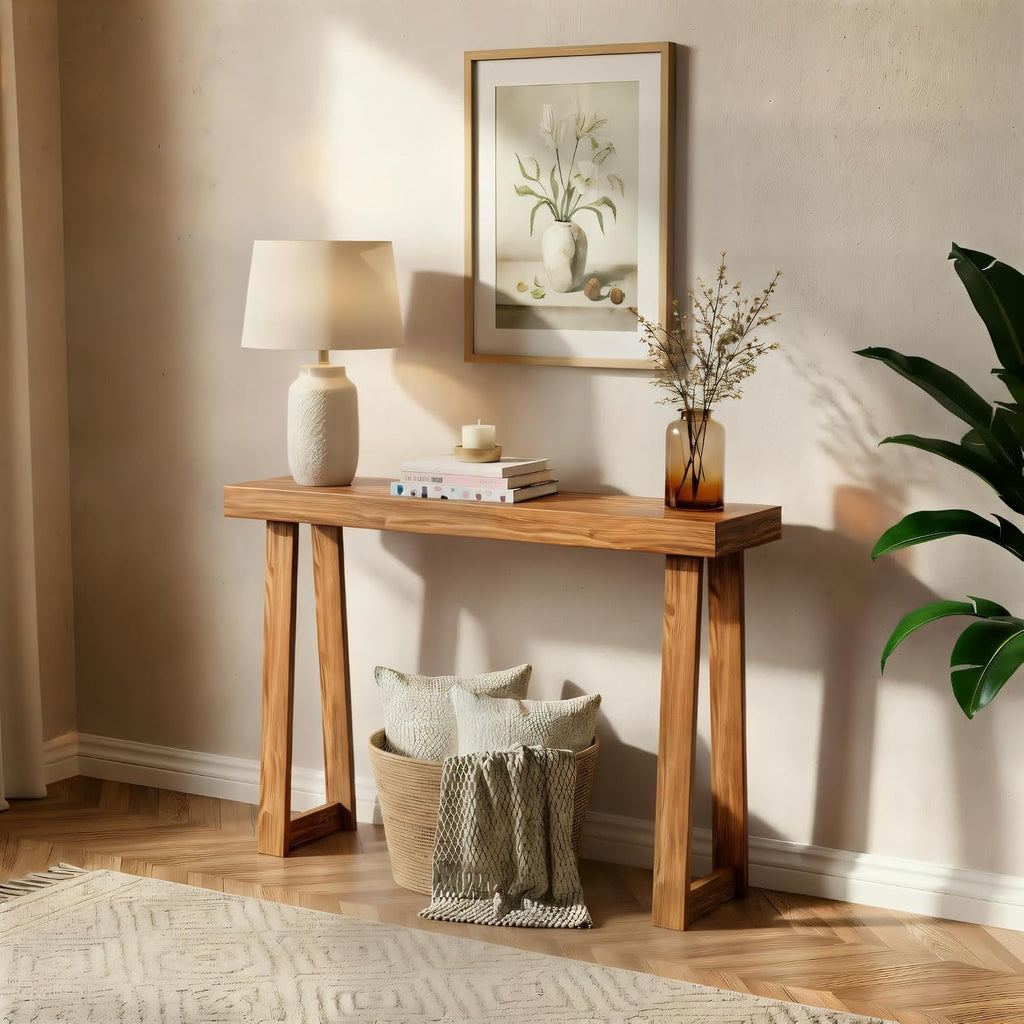 Pecan Solid Wood Console Table